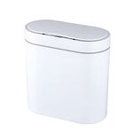 ELPHECO Bathroom Trash Can, 2.5 Gallon Waterproof Motion Sensor Small Bathroom Trash Can with Lid, Slim Plastic Narrow Bedroom Garbage Can, White