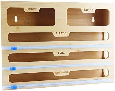 Lotvic 5 in 1 Dispenser di Fogli di Alluminio, Porta Pellicola e Alluminio, Organizer Pellicola e Alluminio, Porta Pellicola con Taglierina, Taglia Pellicola da Cucina, 5 Slot