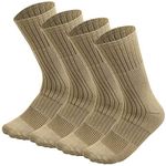 Falari 4/12 Pairs US Army Military Boot Socks Combat Trekking Hiking Policemen Firefighter Security Guard Out Door Activities Socks (Size 13-15 Beige 4-Pack)