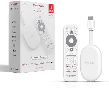 Thomson Go Cast 152 Streaming Dongle, 4K UHD Google TV, Voice Control, Google Cast, Dolby Atmos, Dolby Digital+, HDR10, Portable, 2 GB RAM, 32 GB Storage