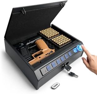 TRRKO Biometric Gun Safe for Handgun, 0.5S Quick Access Handgun Safe with Fingerprint, PIN & Key Lock, Pistol Safe for Nightstand, Bedside, Car – Gifts for Him/Husband