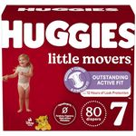 Diapers Size 7 - Huggies Little Movers Disposable Baby Diapers, 80ct, One Month Supply