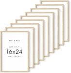 HAUS AND HUES 16x24 Frame Set of 9-16 x 24 Poster Frame, 16x24 Picture Frame Light Wood, 16x24 Picture Frame, 16x24 Frame Wood, 16 By 24 Inch Picture Frame, 16x24 Photo Frame (Beige Frame)