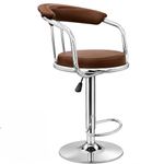 Kemon Modern Adjustable Swivel Bar Stool Chair with Backrest, PU Leather Hydraulic Counter Stool with Footrest for Kitchen Island, Cafe & Home Bar (1, Brown, Round Barrel Stool)