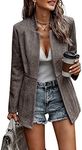 CCTOO Women's Coat Casual Open Front Blazer Long Sleeve Stand Collar Solid Trench Business Work Office Jacket Outwear Coffee XL