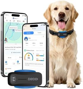DBDD Smart Dog GPS Tracker (Black) - Real-Time Location Finder with Virtual Fence, AI Health Monitor & Waterproof Design for Escape Artists, Medium to Large Dogs (30lbs+), iOS & Android