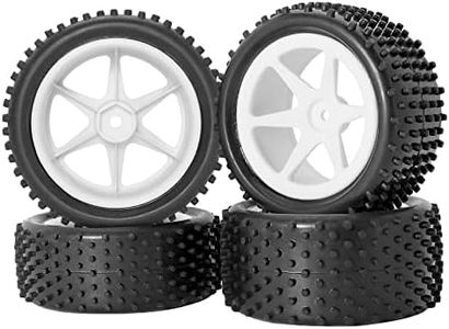 RC Station 12mm Hex RC Wheels and Tires for 1/14 1/16 Hyper Go H14BM H16BM Tires and Wheels for 1/10 Traxxas Bandit Tires and Wheels for Losi Mini-T 2.0 2WD WLtoys 144001 Tires and Wheels Preglued 4PC