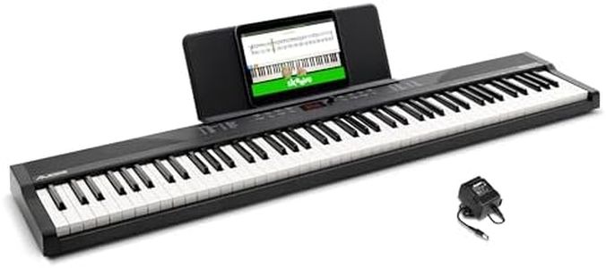 Alesis 88 Key Keyboard Piano with 480 Sounds, Speakers, USB MIDI, Sheet Music Tablet Rest, Power Adapter and Piano Lessons for Beginners