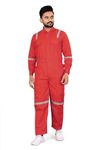 AREEVANZ Men's Poly Cotton Industrial Work WEAR Industrial Coverall Boiler Suit with Reflective Tape (XL, Red)