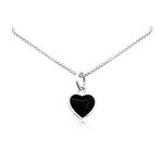 Black Heart Necklace, Tiny and Dainty Sterling Silver Black Onyx Heart Necklace for Women, Black Onyx Pendant Necklace, Layering Necklace (black onyx heart necklace, 22 inches)