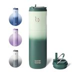 Bottle Bottle Insulated Water Bottle 700ml(24oz) with Straw and Lid Stainless Steel Sports Water Bottles Metal Drink Flask with Handle for Man and Women (Green Gradient)