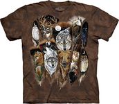The Mountain Animal Feathers T-Shirt, Brown, XX-Large