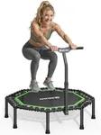 BCAN 51" Octagonal Mini Trampoline, Max Load 450 LBS Fitness Trampoline with T-Adjustable Handle Bar, Silent Bungees, Larger, More Stable, Quieter Exercise Rebounder for Adults Indoor/Garden-Green