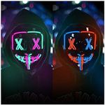 LIZHOUMIL 2pcsLight up Mask LED Mask-Purge Mask, X Eyes Scary Masks, Glow Neon Mask Costume Mask with 3 Lighting Modes for Halloween Festival Party