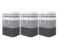 House of Quirk Laundry Hamper Collapsible Large Laundry Baskets with Easy Carry Handles Freestanding Storage Basket for Toys Clothes Organizer (Set of 3, 75 Litre, Gradient Stipe)