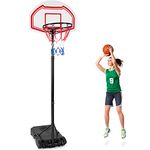 Goplus Portable Basketball Hoop, Height Adjustable Basketball System with 2 Nets, Fillable Base, 2 Built-in Wheels, 29” Backboard & 16” Rim, All Weather Basketball Stand for Outdoor Use