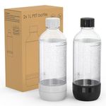 Mycket Soda Maker Bottles, Carbonating Bottles, 1L BPA Free Reusable PET Sparkling Water Bottles for Soda Machine, 2 Pack, Black&White