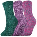 Jormatt 3 Pairs Women Grip Fuzzy Socks Non Skid Men Thick Cozy Slipper Hospital Socks with Grips,Men shoe size 6-11/Women size 5.5-11