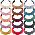 SIQUK 15 Pieces Top Knot Headbands for Women Fashion Headbands Knotted Headband Cross Kont Headband Hair Accessories for Women and Girls, Elegant Color