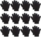 12 Pairs Kid's Winter Magic Gloves Children Stretchy Warm Magic Gloves Boys or Girls Knit Gloves (Black Magic Glove)