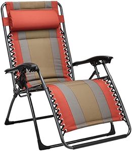 Amazon Basics Outdoor Padded Adjustable Zero Gravity Folding Reclining Lounge Chair with Pillow (Red)