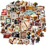 QTL Vintage Aesthetic Stickers for Laptop Phone Journaling Scrapbooking Stickers for Adults Kids Stickers for Water Bottle Vinyl Waterproof Stickers Old School Archaic Objects Stickers 50 Pcs