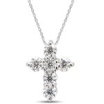 SAVEARTH DIAMONDS 1/2 Carat Round Cut Lab Created Moissanite Diamond Cross Pendant Necklace In 14K Gold Over Sterling Silver Jewelry For Women With 18" Chain (VVS1 Clarity, 0.50 Cttw), Metal,