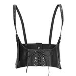 WERFORU Women Fashion PU Leather Belt Vest Punk Adjustable Underbust Corset Belt for Halloween Casual Black