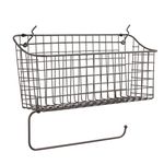 Spectrum Diversified Pegboard/Wall Mount Basket and Paper Towel Holder, Industrial Gray