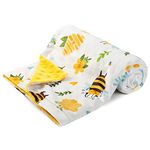 Kloovete Bees Printing Silky Micro Soft Plush Toddler Blanket, Baby Blankets for Boys and Girls, Double Layer Silky Soft Micro Fleece Baby Blanket with Dotted Backing, (Bees, Yellow, 30x40 Inches)