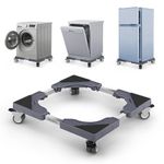 BUILDSKILL 200Kg Washing Machine Stand Adjustable | SS Tubes | 360° Rotating Double Wheels with Lock | Absorbs Vibration | Anti-Skid Top & Front Load Washing Machine Trolley (Grey)
