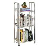 Azheruol Bookshelf Storage Shelf Small Bookcase Freestanding Storage Stand for Living Room, Bedroom, Kitchen Rust Resistance, Easy Assembly Free Combination Multi-Functional Organizer (3 Tiers, White)