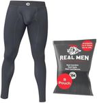 Real Men D Pouch Compression Pants Men, Mens Leggings, Yoga Pants, Tights, Base Layer Men Cold Weather, B Pouch- 1 Pack- Grey, Small