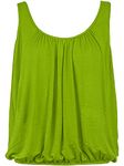 Love My Fashions® Women Bubble Hem Straps Vest Top Women Round Scoop Neckline Vest Top Elasticated Swing Waist Sleeveless Top Apple Green