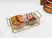 appeasy Plastic Bowl Metal Tray, 2 Removable dip Bowls are Used for appetizers,Potato Chips, Fruits, Candies, and Condiments.