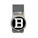 Letter B Initial Black White Money Clip