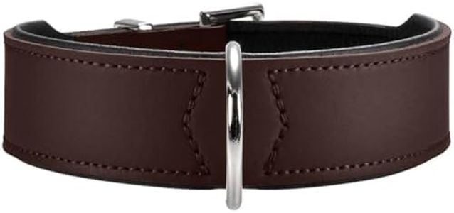 HUNTER Hundehalsband BASIC, Farbe: braun/schwarz, Pflegeleichtes Spaltleder, Raffinierte Nahtführung, Dezentes Design, Größe: 55