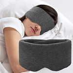 Sleep Mask for Men Women,100% Cotton Sleep Eye Mask with Fully Adjustable Strap, 100% Light Blocking Eye Mask for Sleeping, 0 Pressure Eye Covers for for Travel Yoga Nap (Black)