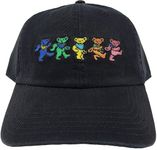 Ripple Junction Grateful Dead Dancing Bears Black Cotton Dad Hat, Black, One Size