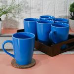 Femora Ceramic Coffee Mug - Set of 6(360ml) Multi - Color Tea Cups, Stackable, Chip Resistant, Large Serving Coffee Cup, Ideal Coffee Mug for Gift - Sky-Blue (Color May Vary)