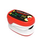 BEBAPOW Paediatric Oximeter, Fingertip Pulse Oximeter for Kids & Children, Blood Oxygen Saturation, Pulse Rate Monitoring, USB-C Charging (Red)