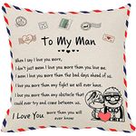 Engraved Pillow Covers Birthday Valentine's Day Gift for Man Husband Boyfriend Home Decor Custom Pillow Case for Patio Couch Sofa