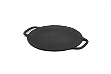 Bhagya Cast Iron Cookware Iron Pre-Seasoned CookwareTawa for Dosa/Roti/Chapahi on Gas and inductions (10 inches Flat Double Handle, Black)