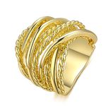 Aprilery Two-Tone Statement Rings for Women Intertwined Criss Cross Design Wide Ring Cocktail Jewelry Ring Fashion Gift (Gold, 9)