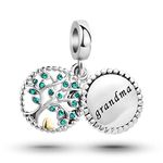 FGT Grandma Family Tree Dangle Charm fits Pandora Bracelets Necklace Pendant Christmas Green CZ Girls Granddaughter Women Birthday