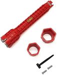 WEITARI Faucet and Sink Installer Tools, Plumbing Tool Plumber Sink Wrench Installation Pipe Extractor 8-in-1 Multifunctional Wrench for Plumbing Toilet Bowl Bathroom Kitchen (Red)