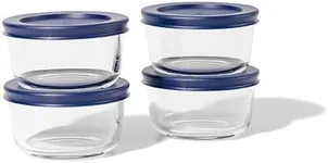 DURA LIVING 8-Piece Glass Food Storage Containers Set (4 Containers + 4 BPA-Free Lids) | 7-Ounce, Leakproof | Microwave, Freezer, Oven & Dishwasher Safe | Ideal for Meal Prep & Pantry Organization