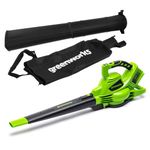 Greenworks 48V(2x24V) Cordless Leaf Blower and Vacuum with 45L Mulching Bag & Shoulder Strap, 322km/h ,9m³/min, without Batteries & Charger, 3 Year Guarantee GD24X2BV