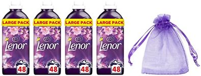 Lenor Fabric Conditioner, Large Pack, Pack of Four, 4 x 48 Washes, 4 x 1.68 L, Exotic Bloom + Our Gift for You - Organza Bag Size 9 x 7 x 0.1 cm