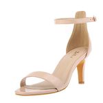 ZriEy Women's Heeled Sandals 4 Inches Open Toe Stiletto High Heels Ankle Strap Fashion Bridal Party Wedding Pump Shoes, 2.8 Inches Patent Leather Nude, 7.5